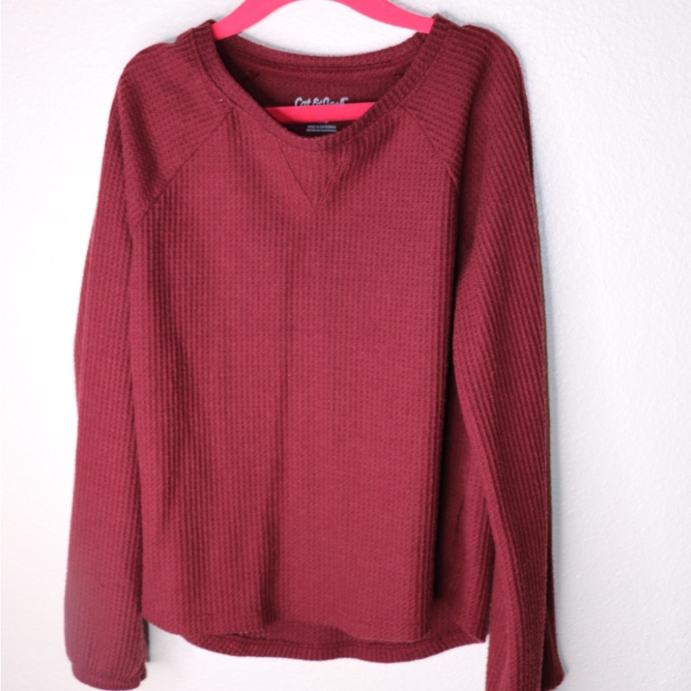 Burgundy long sleeve sweater and Sweats